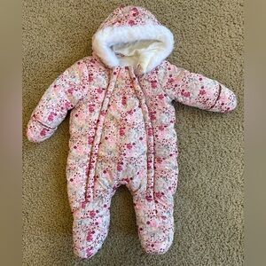 Primark Pink Floral Baby Footie Snowsuit 0-3m